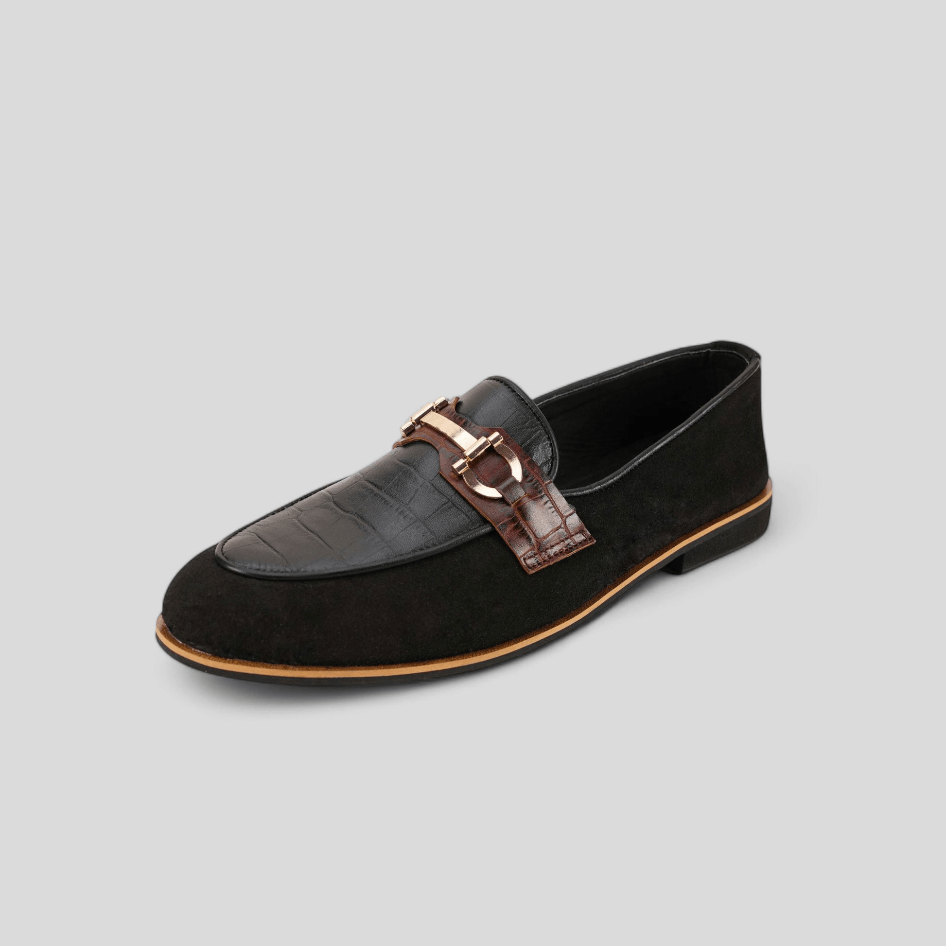 Black Suede & Croc Leather Loafer - Waymate