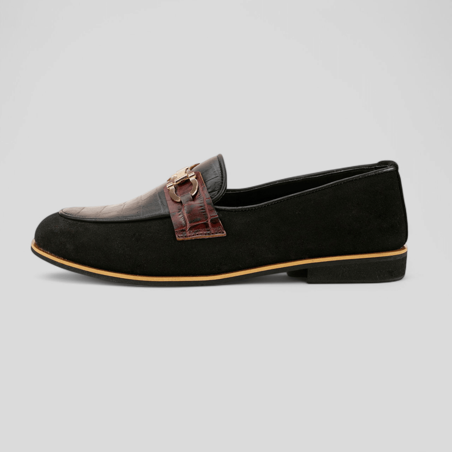 Black Suede & Croc Leather Loafer - Waymate