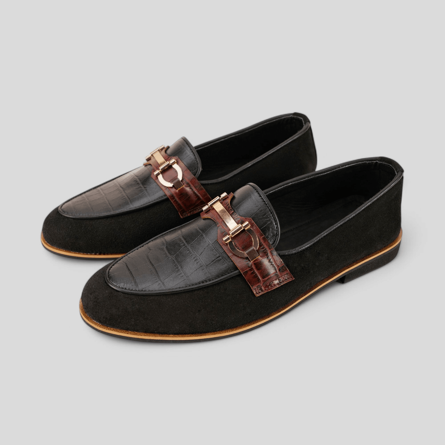 Black Suede & Croc Leather Loafer - Waymate