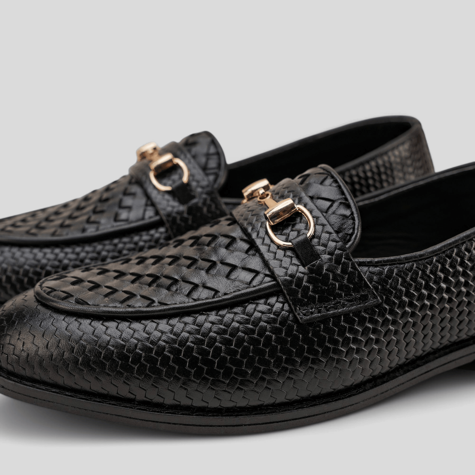 Black Woven Leather Loafer - Waymate