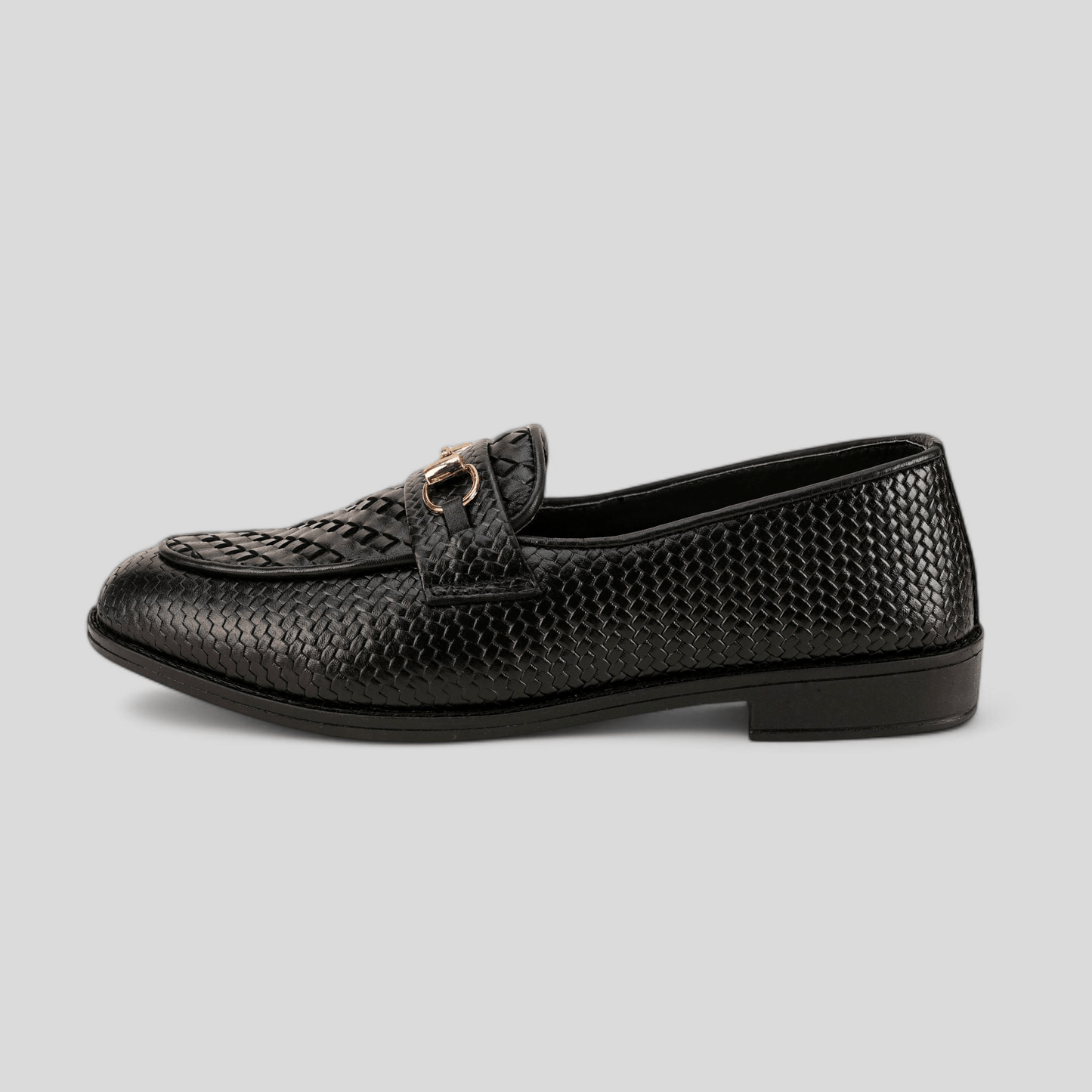 Black Woven Leather Loafer - Waymate