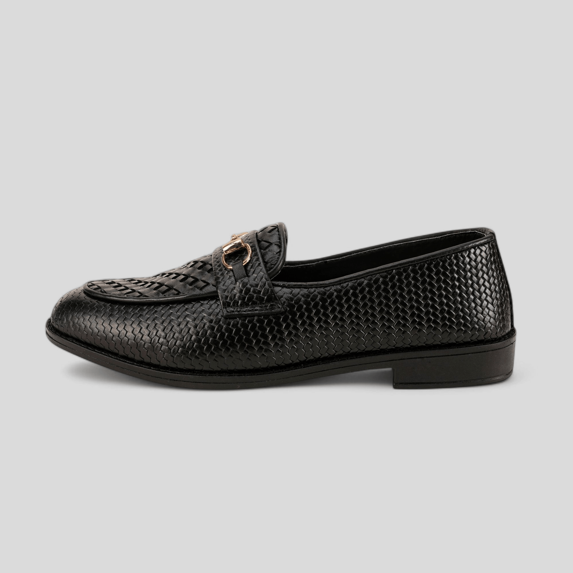 Black Woven Leather Loafer - Waymate