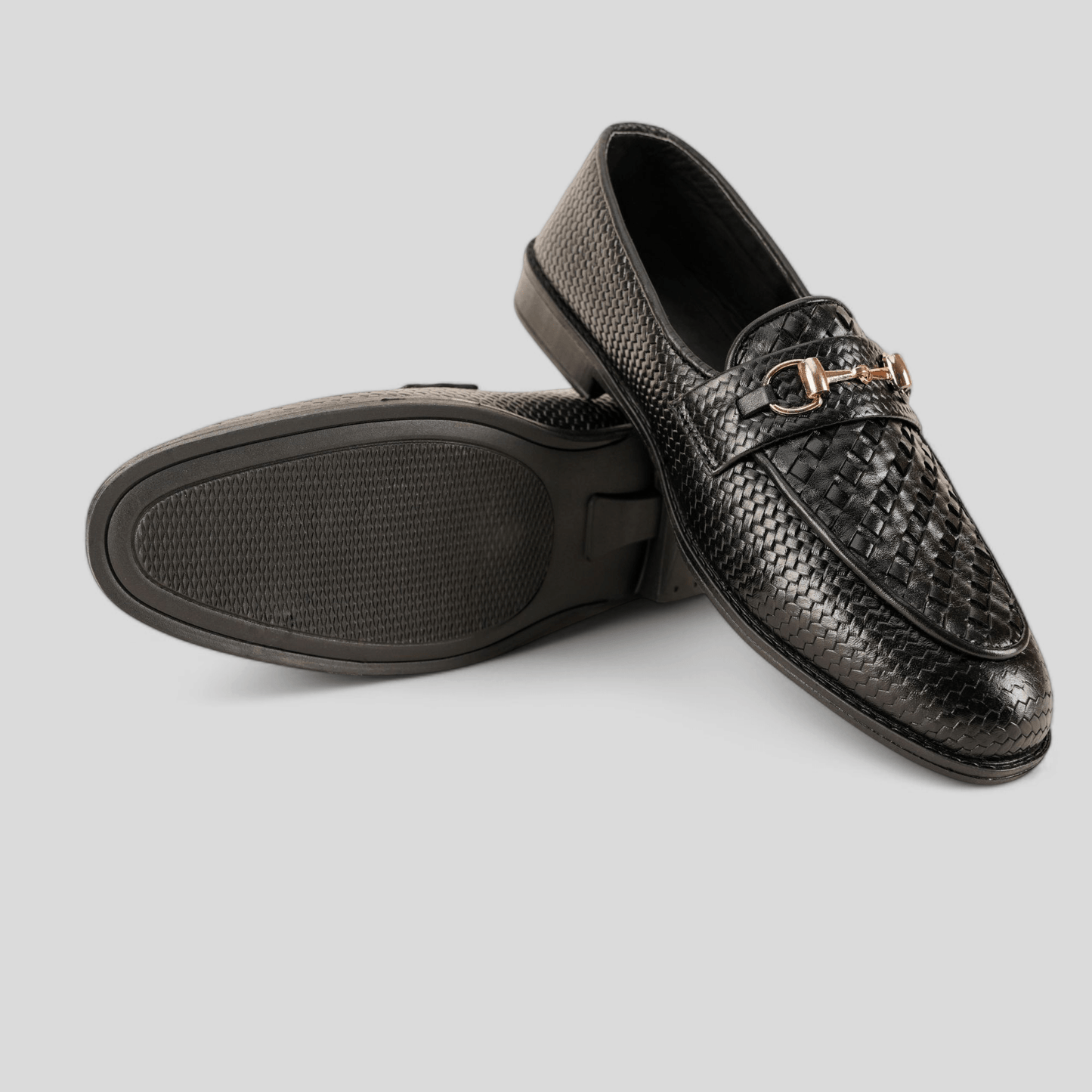 Black Woven Leather Loafer - Waymate