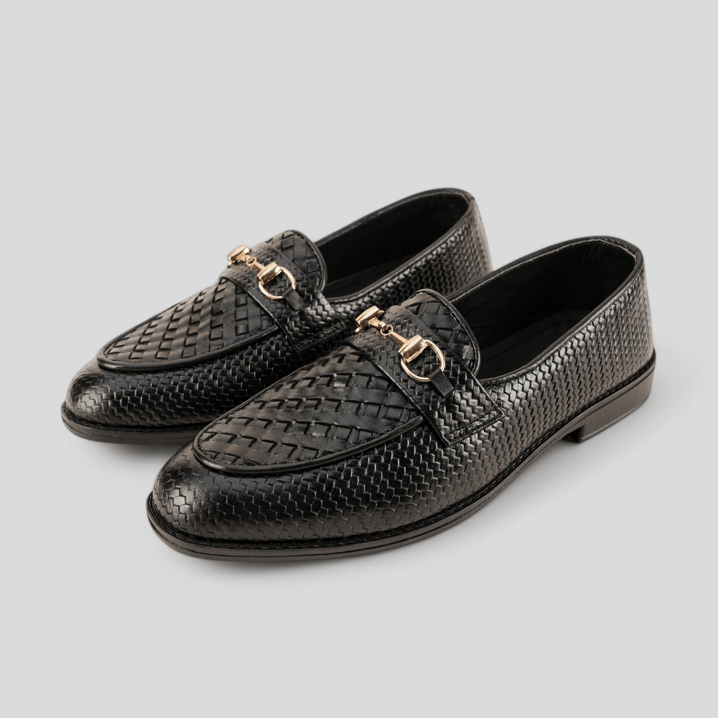 Black Woven Leather Loafer - Waymate