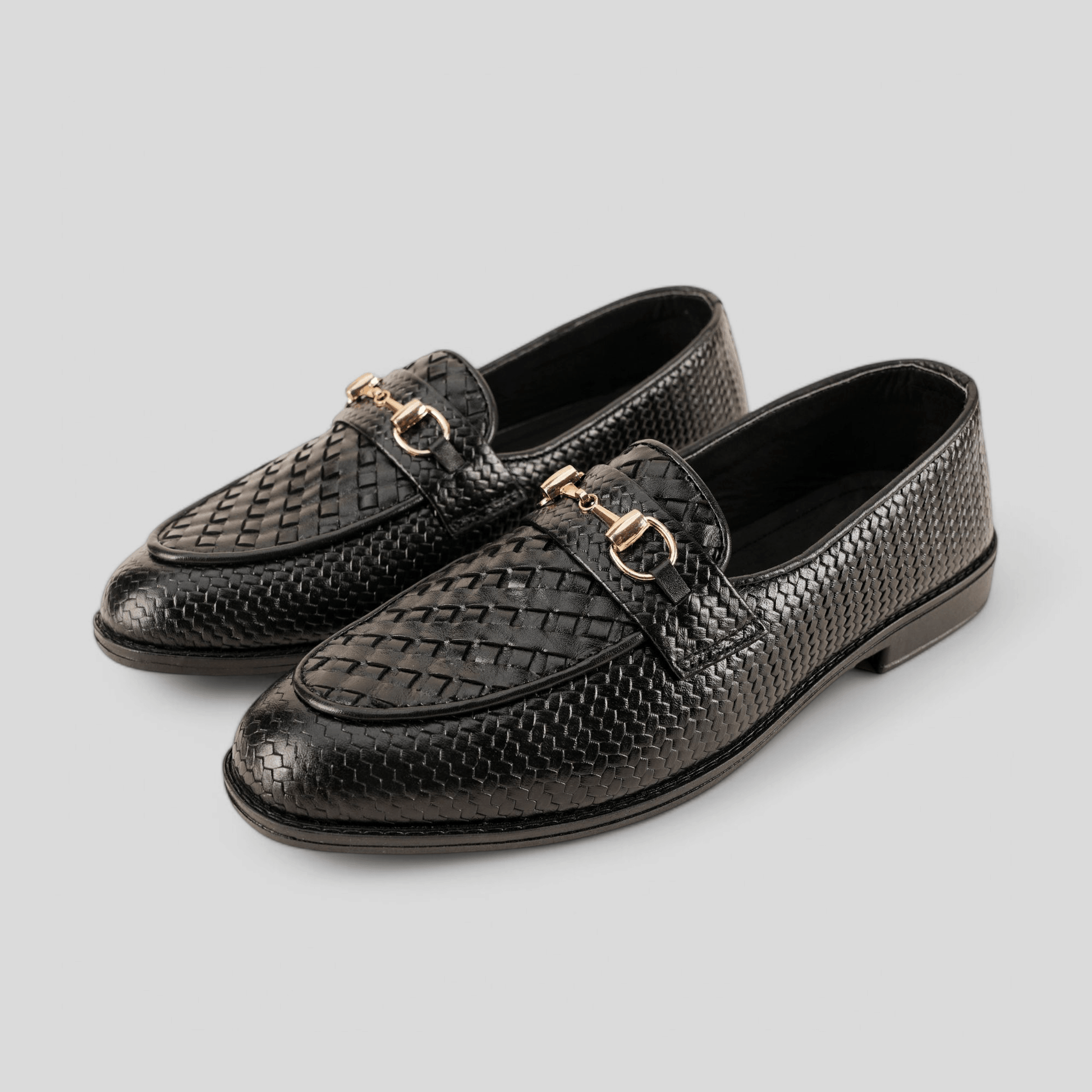 Black Woven Leather Loafer - Waymate
