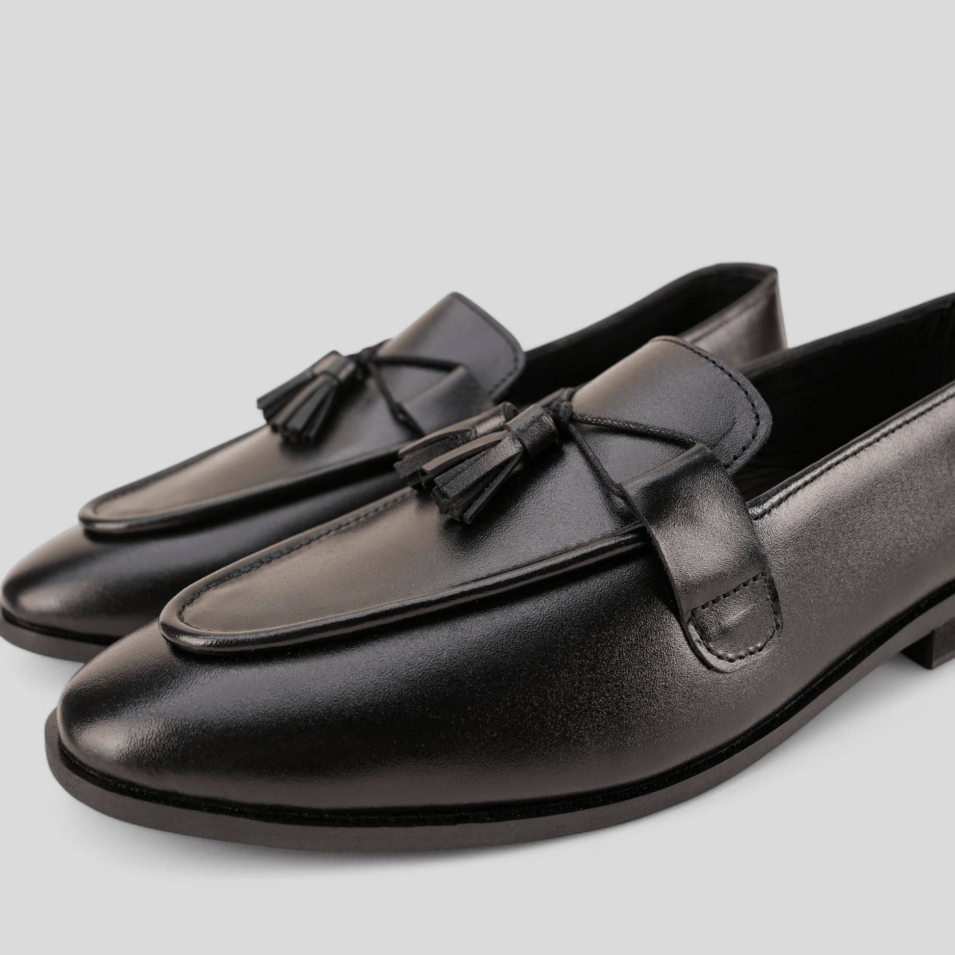 Classic Black Leather Tassel Loafer - Waymate