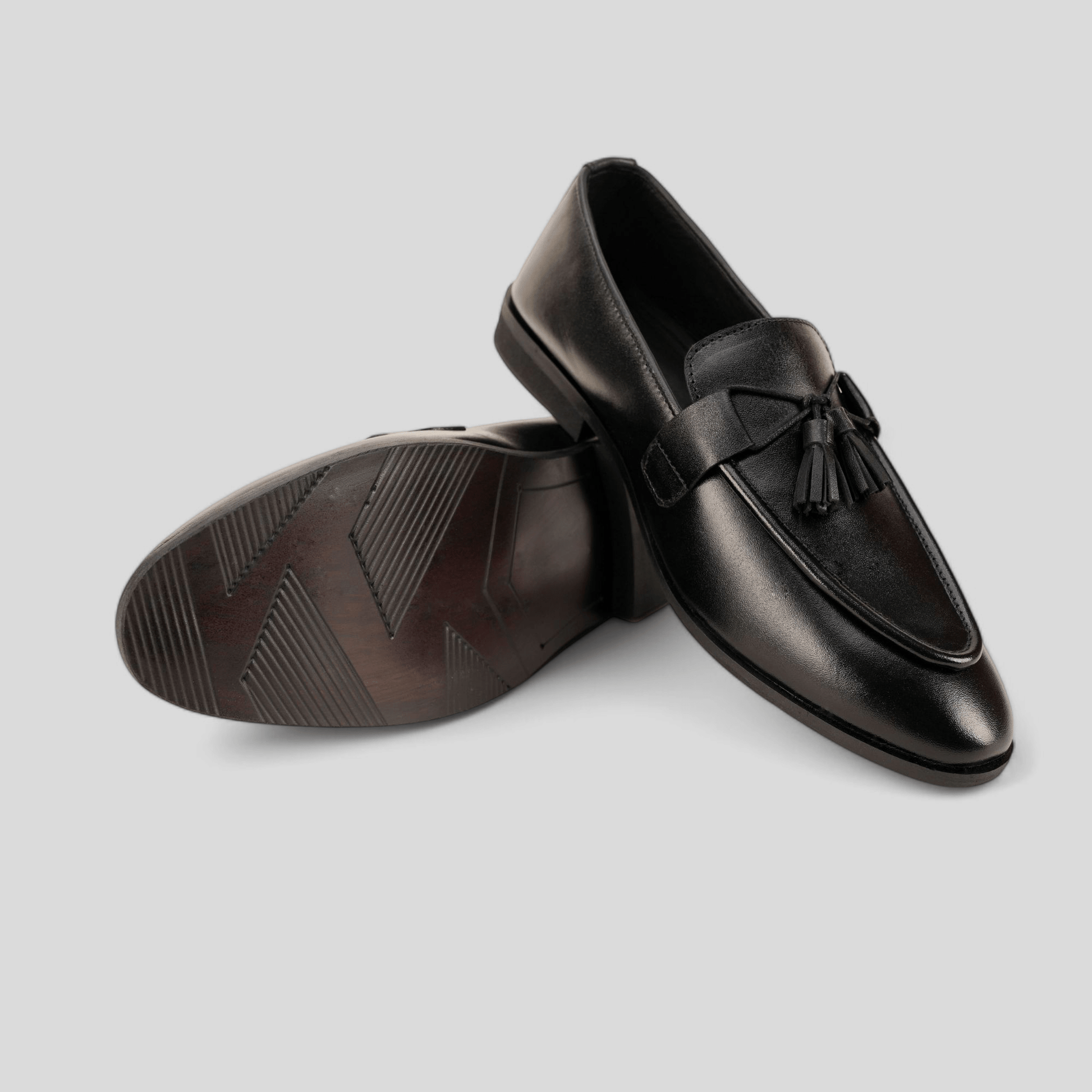 Classic Black Leather Tassel Loafer - Waymate