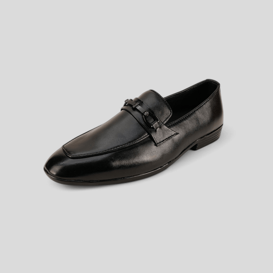 Tan Leather Black Loafer - Waymate